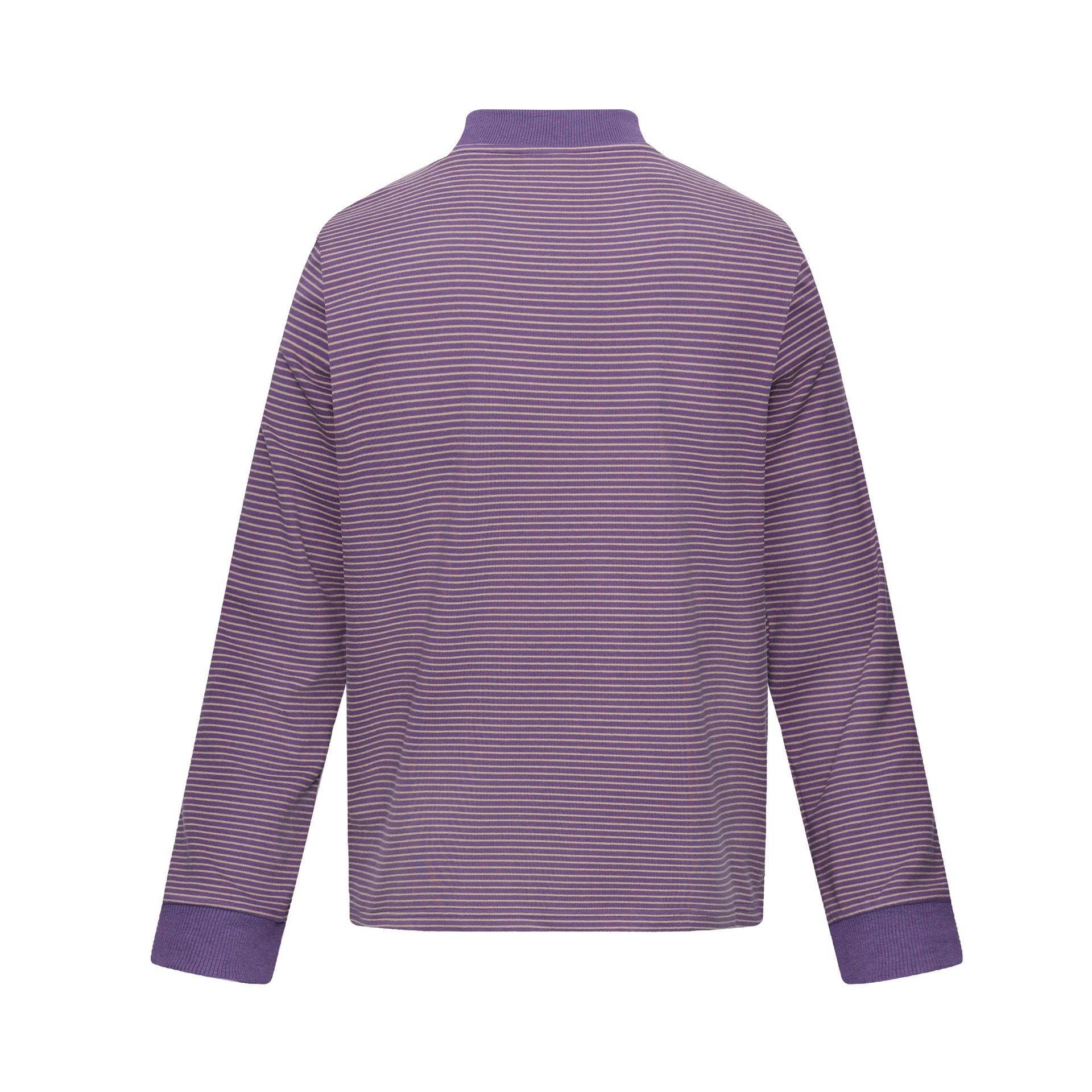 Unisex Striped Long Sleeve with Stand Collar, Oversize Cut and Cat Print Chichicherry