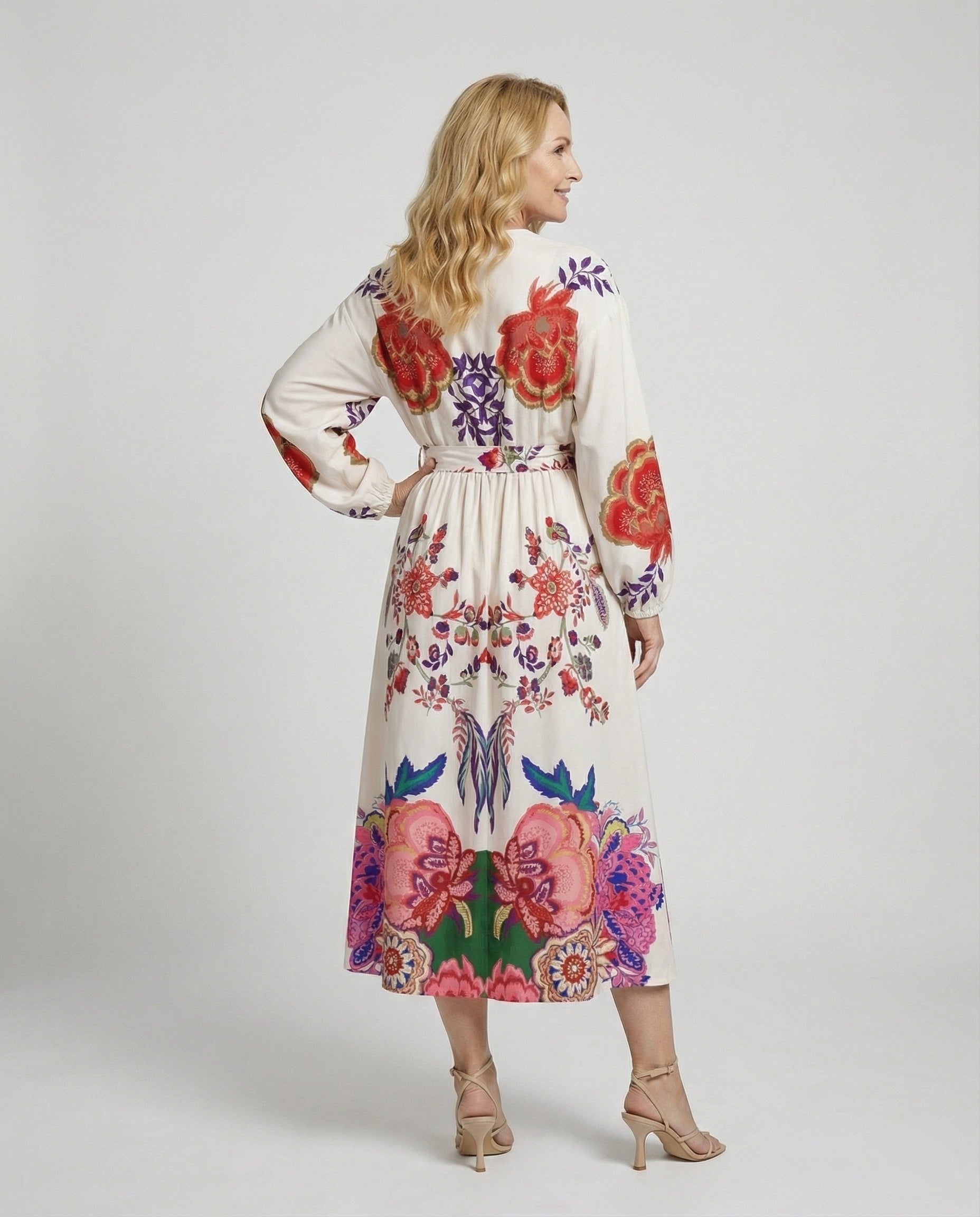Women's Midi Dress with Belt Elegant
