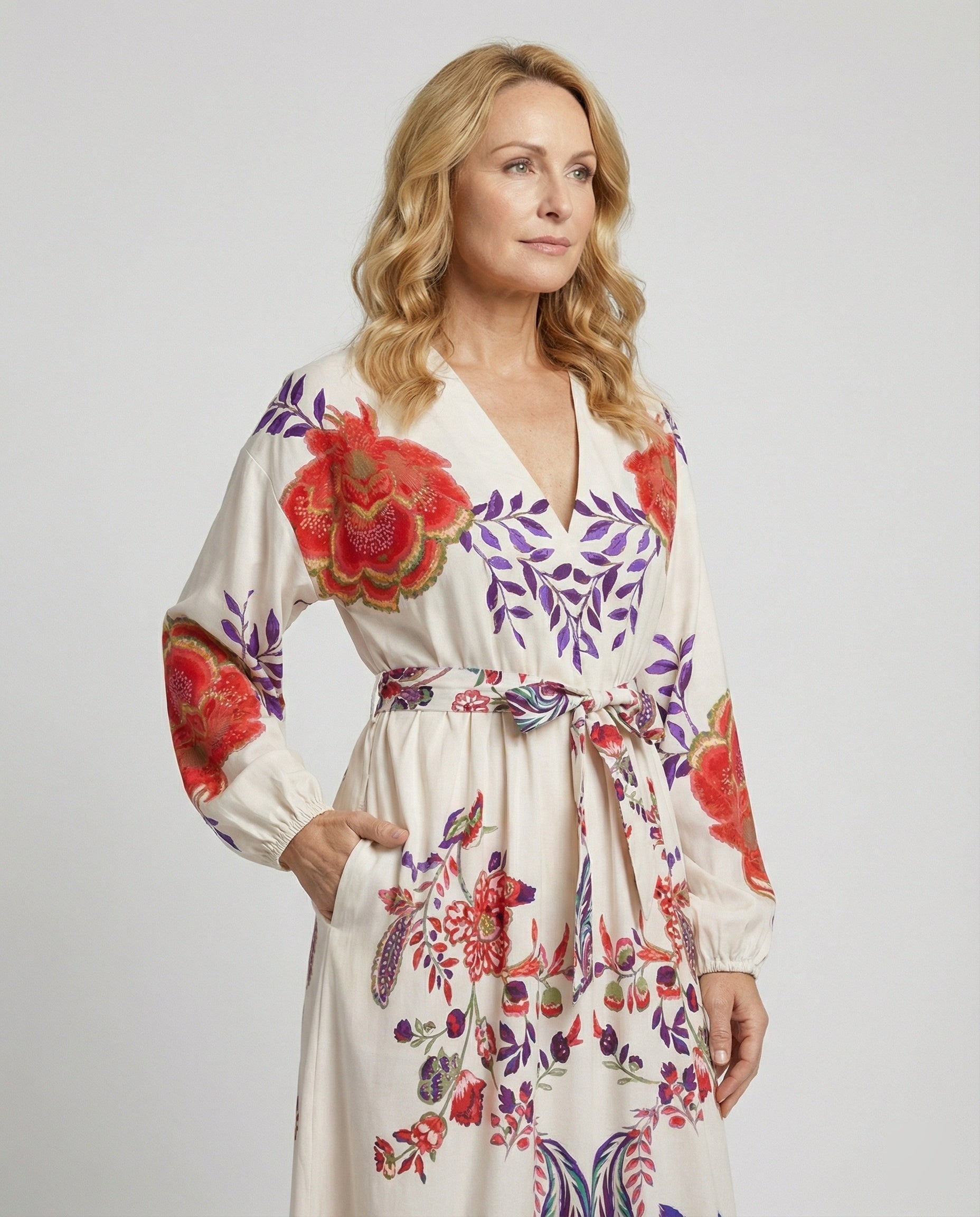 Women's Midi Dress with Belt Elegant