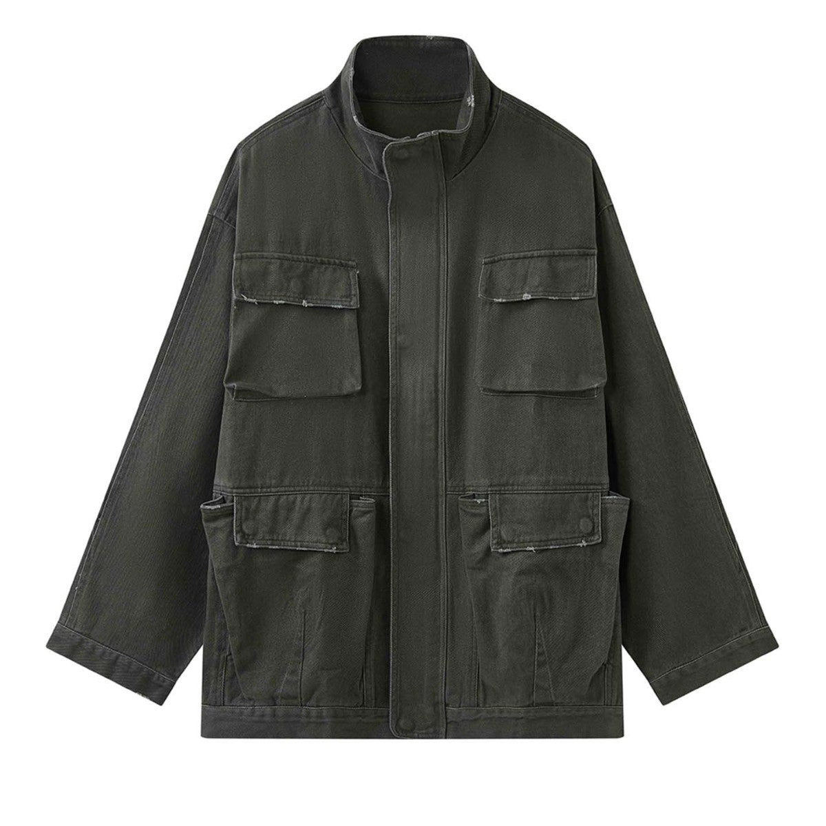 Women's Oversized Field Jacket made of sturdy canvas with a high collar and patch pockets Chichicherry