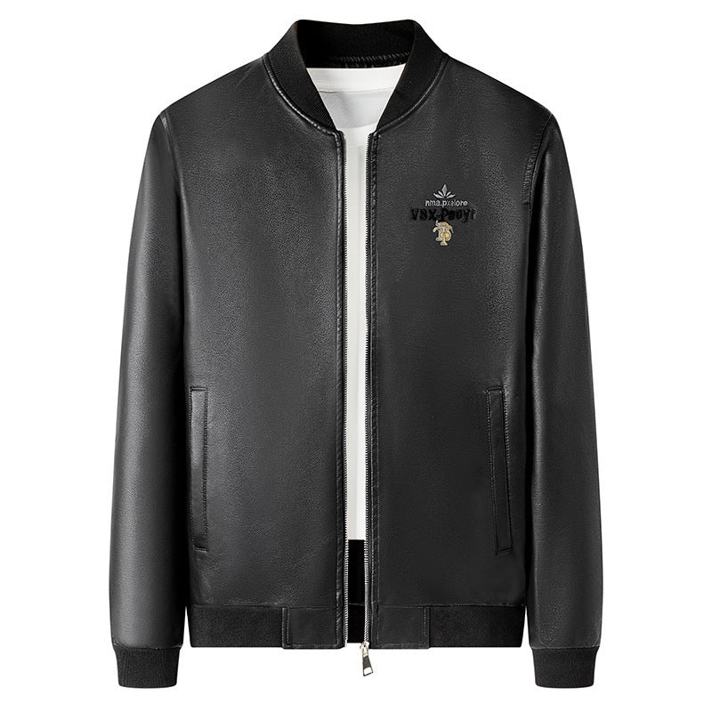 Men's Minimalist Bomber Jacket with Full Zip and Ribbed Collar Chichicherry