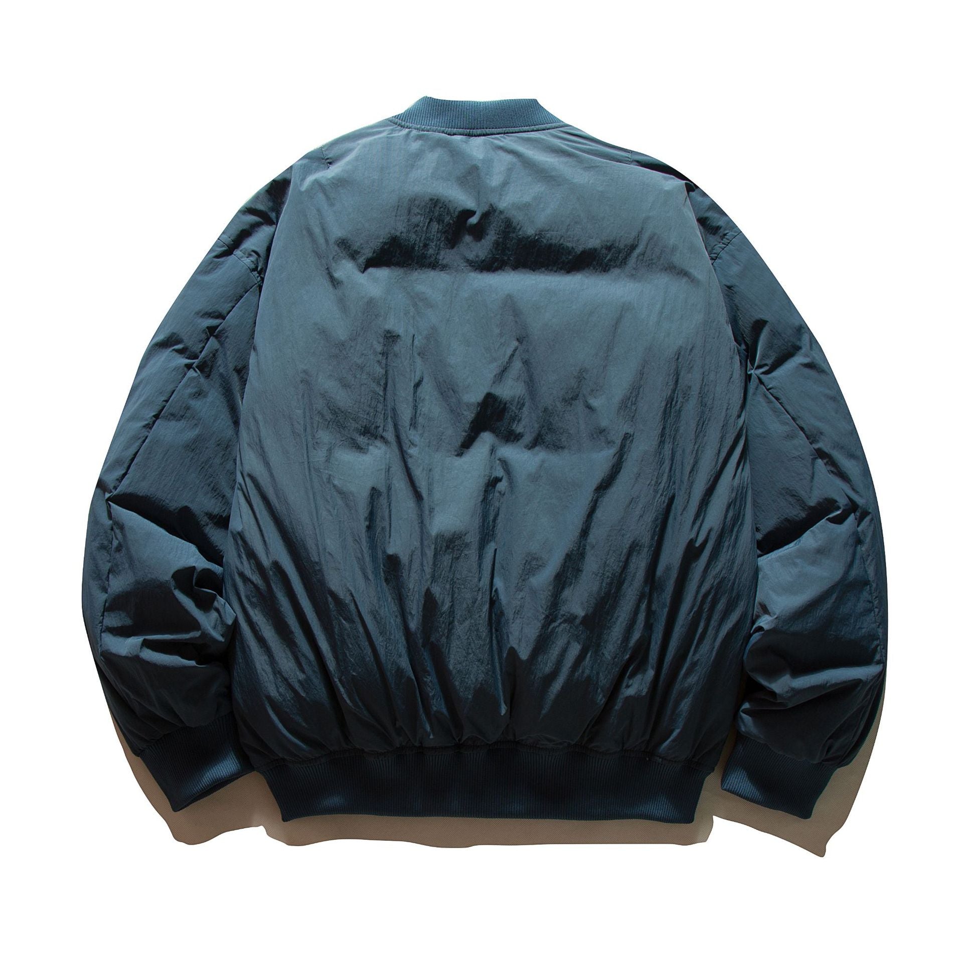Men's Voluminous Boxy Bomber Jacket with Padded Insulation and Subtle Chest Zipper Pocket Chichicherry