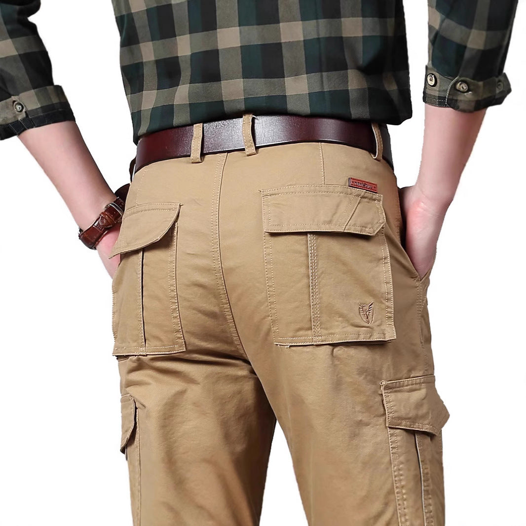 Men's cargo pants with multiple flap pockets and sturdy cotton blend Chichicherry