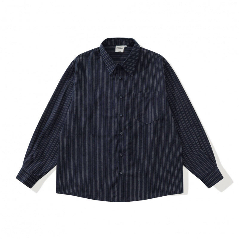 Unisex Oversized Striped Shirt in Relaxed Fit with Chest Pocket Chichicherry
