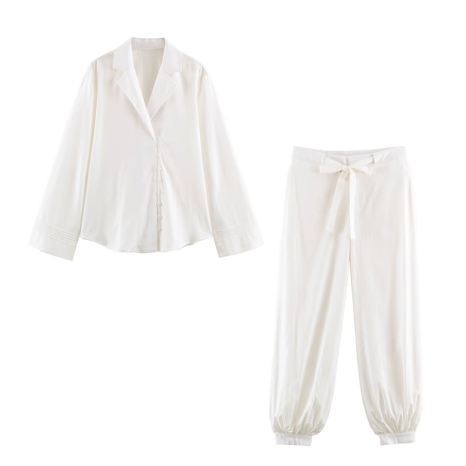 Women's soft satin joggers with drawstring waistband and elastic cuffs Chichicherry