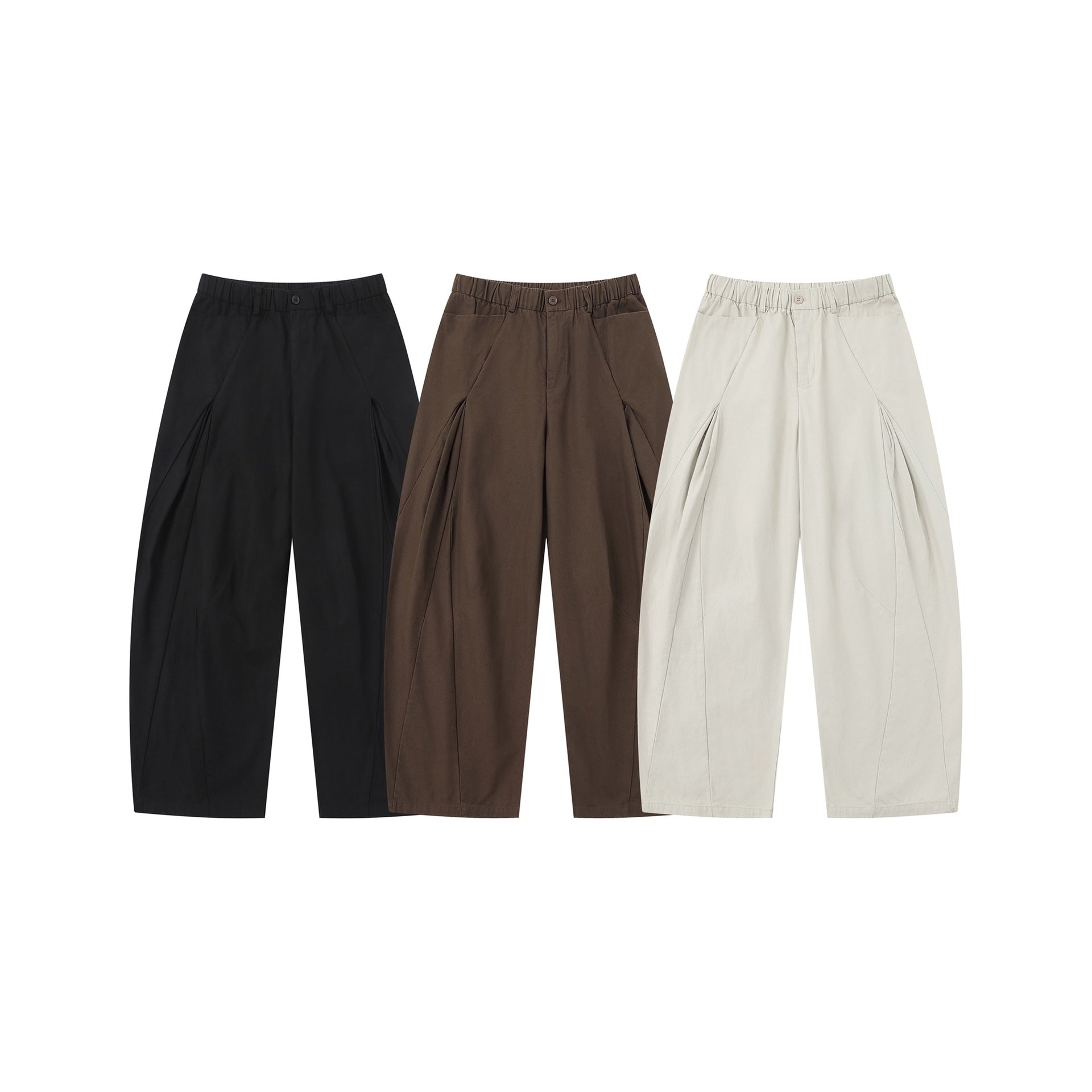 Women's Wide Culotte Pants with Decorative Pleats and Elastic Waistband Chichicherry