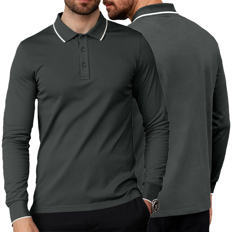 Men's Long Sleeve Pique Polo with Contrasting Collar and Cuffs Chichicherry