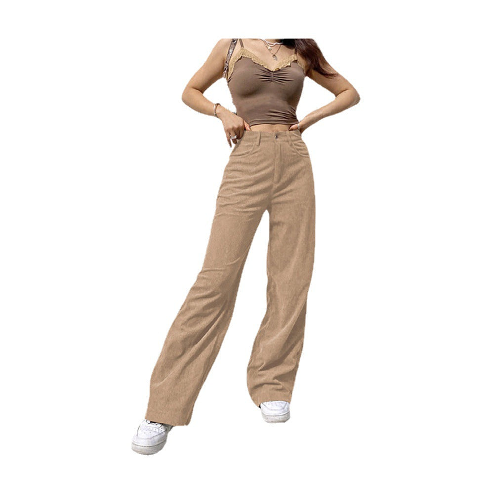 Women's high-waisted wide waistband pants in retro style Chichicherry