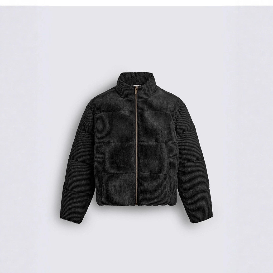 Men's short quilted jacket in cord structure with high stand-up collar Chichicherry