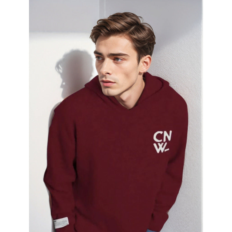 Unisex Oversized Kapuzenpullover mit V-Ausschnitt aus Feinstrick und Logo-Stick Chichicherry