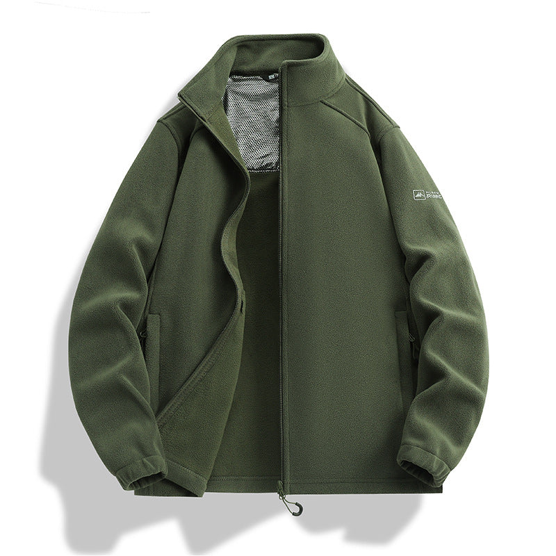 Men's fleece jacket with stand-up collar, wind-resistant microfleece and zippered pockets Chichicherry