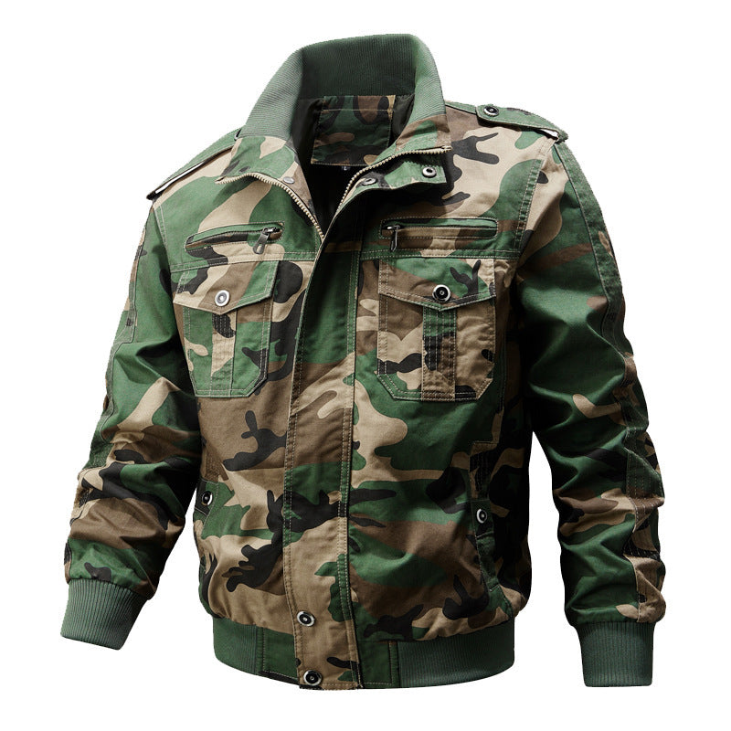 Men's robust canvas pilot jacket with ribbed cuffs and shoulder patches Chichicherry