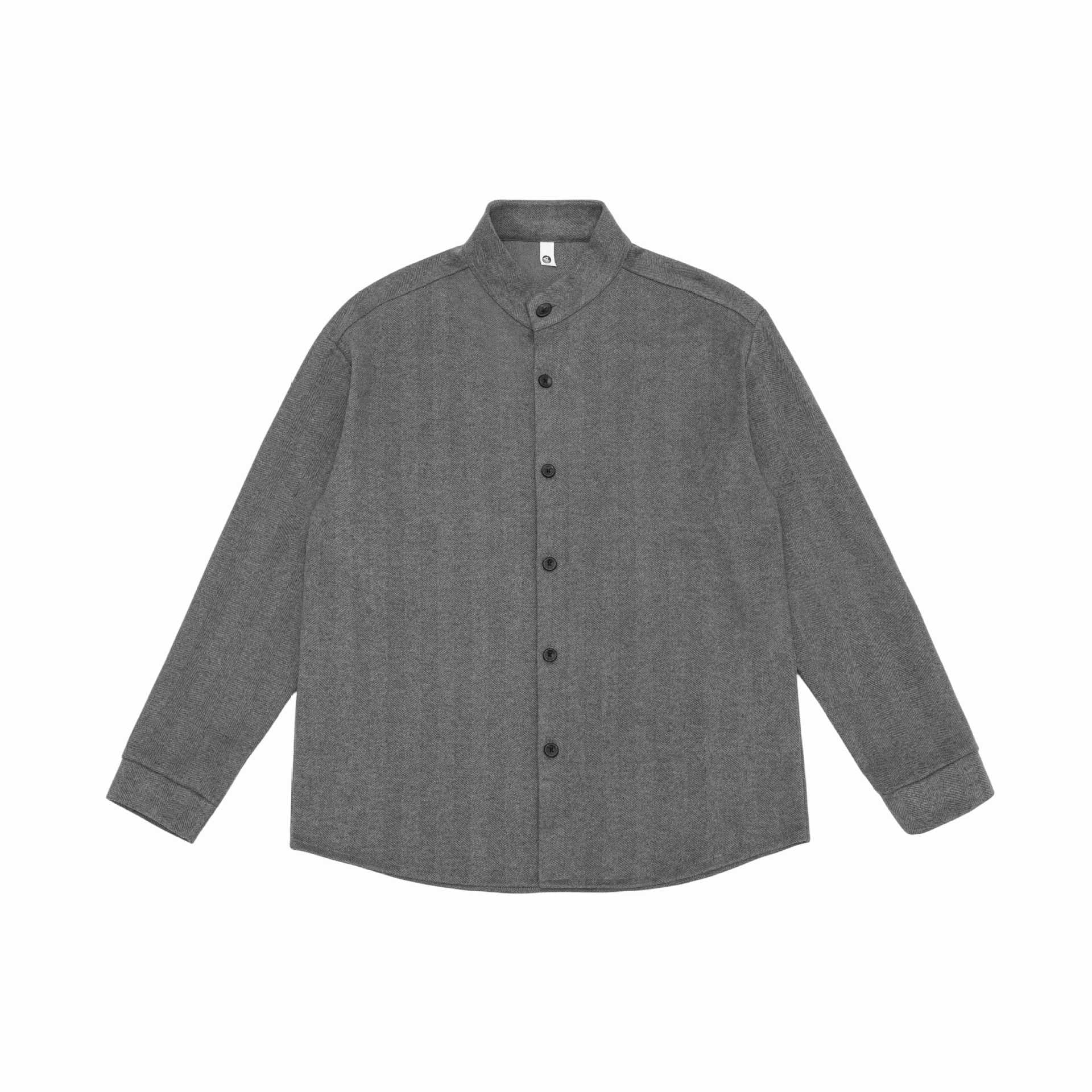 Men's shirt jacket with stand-up collar and herringbone texture Chichicherry
