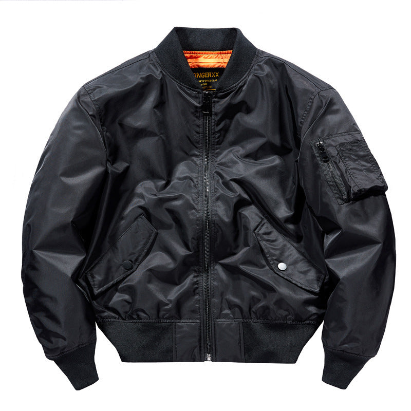 Men's Short Cut Nylon Pilot Bomber with Hidden Inner Pockets and Arm Pocket Chichicherry