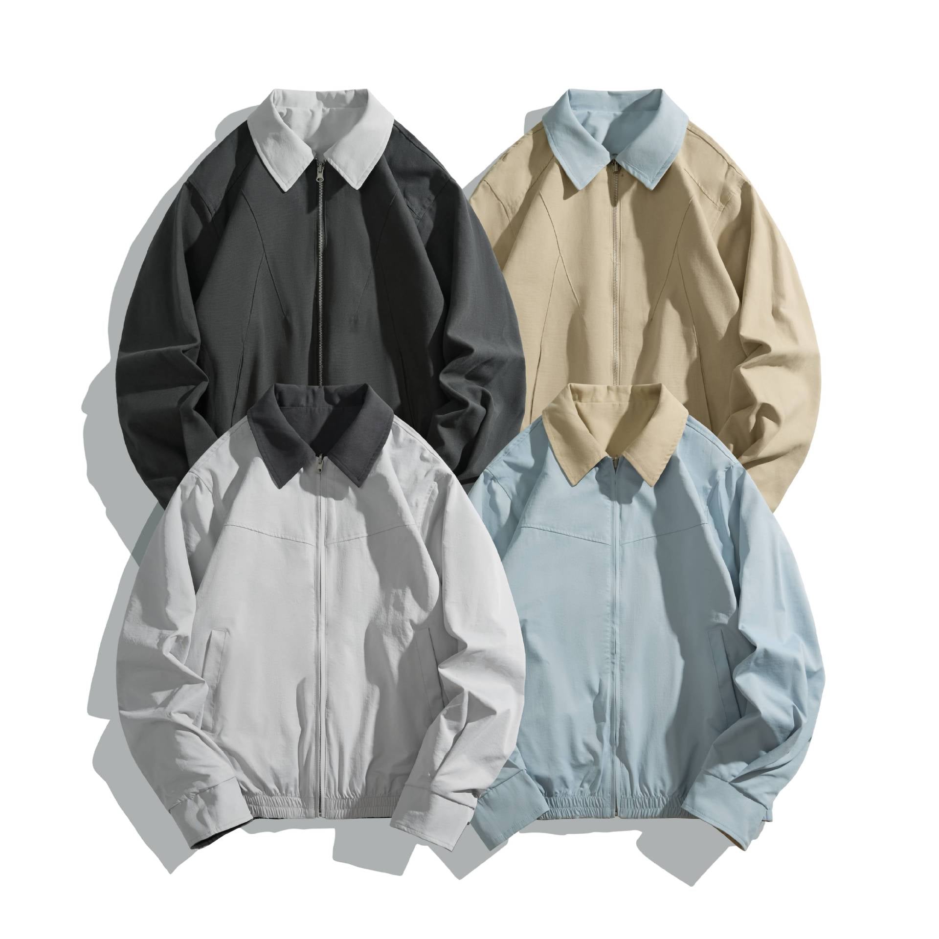 Unisex Short Cut Boxy Blouson with Contrast Collar and Light Padding Chichicherry