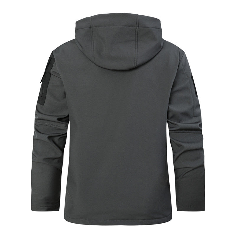 Men's Softshell Tactical Jacket with Fleece Lining, Hood and Multifunctional Pockets Chichicherry