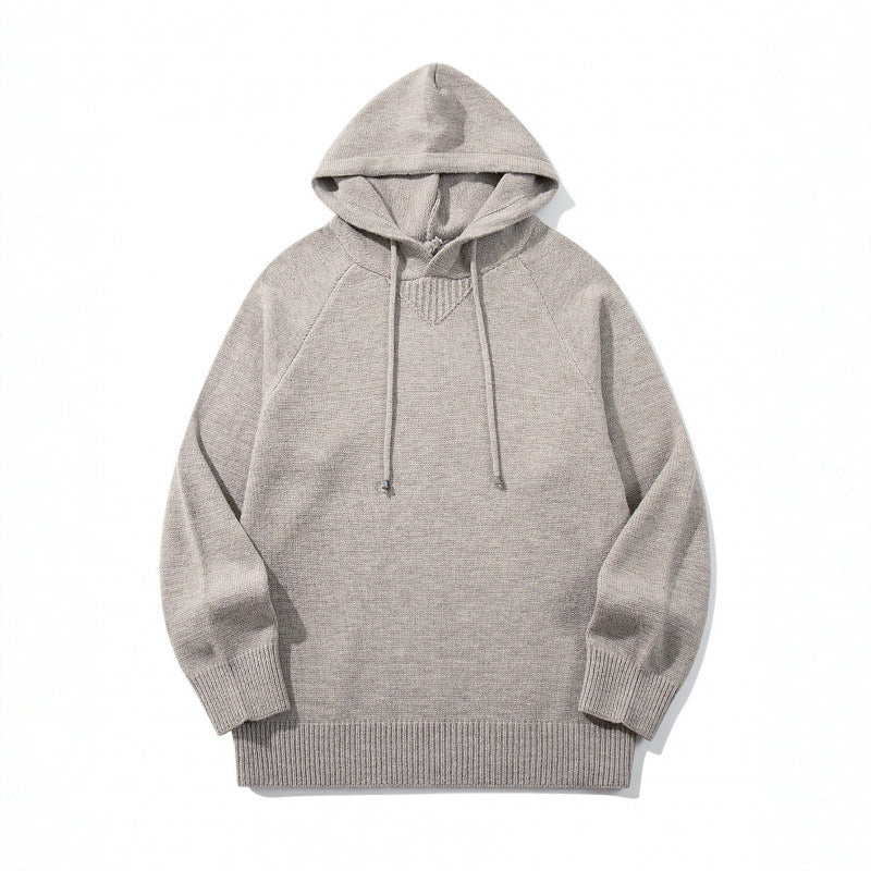 Unisex Oversize Knit Hoodie with Raglan Sleeves and Ribbed Cuffs Chichicherry