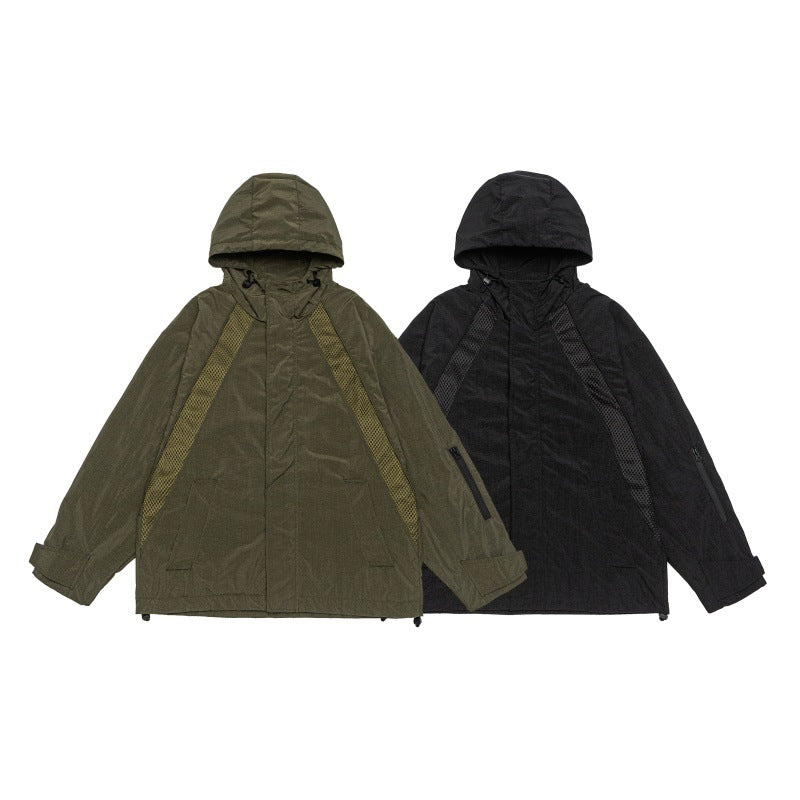 Unisex Oversize Utility Parka with Hood, Mesh Inserts and Concealed Front Flap Chichicherry