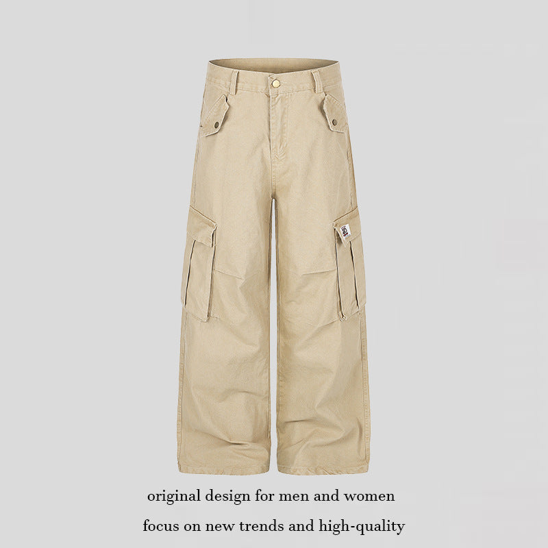 Women Wide High-Waist Cargo Pants with Large Flap Pockets and Utility Details Chichicherry