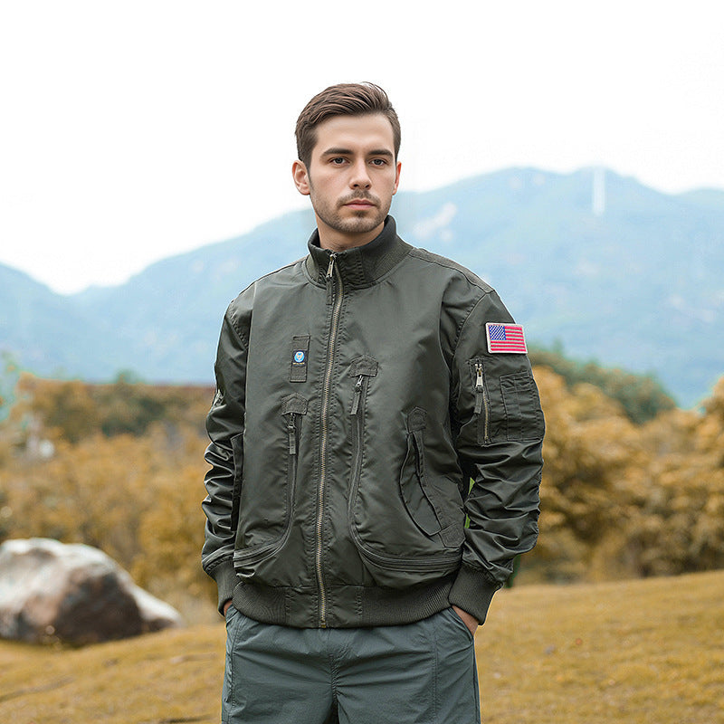 Men's bomber jacket pilot style lightly padded with two-way zipper and arm pocket Chichicherry