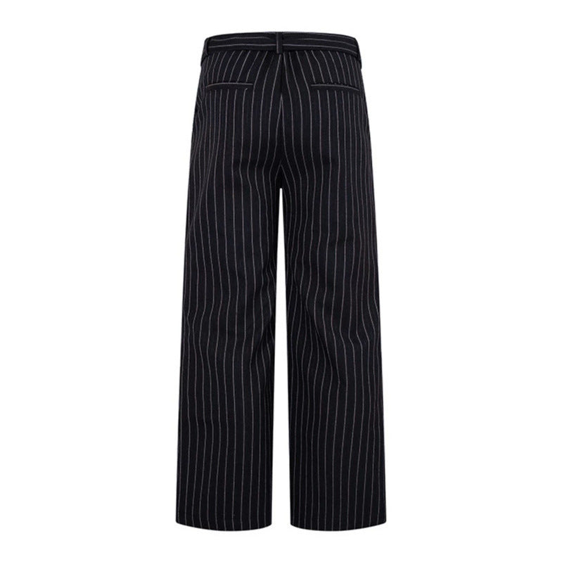 Women Wide Linen-Mix Culotte Pants with High Waist and D-Ring Belt Chichicherry