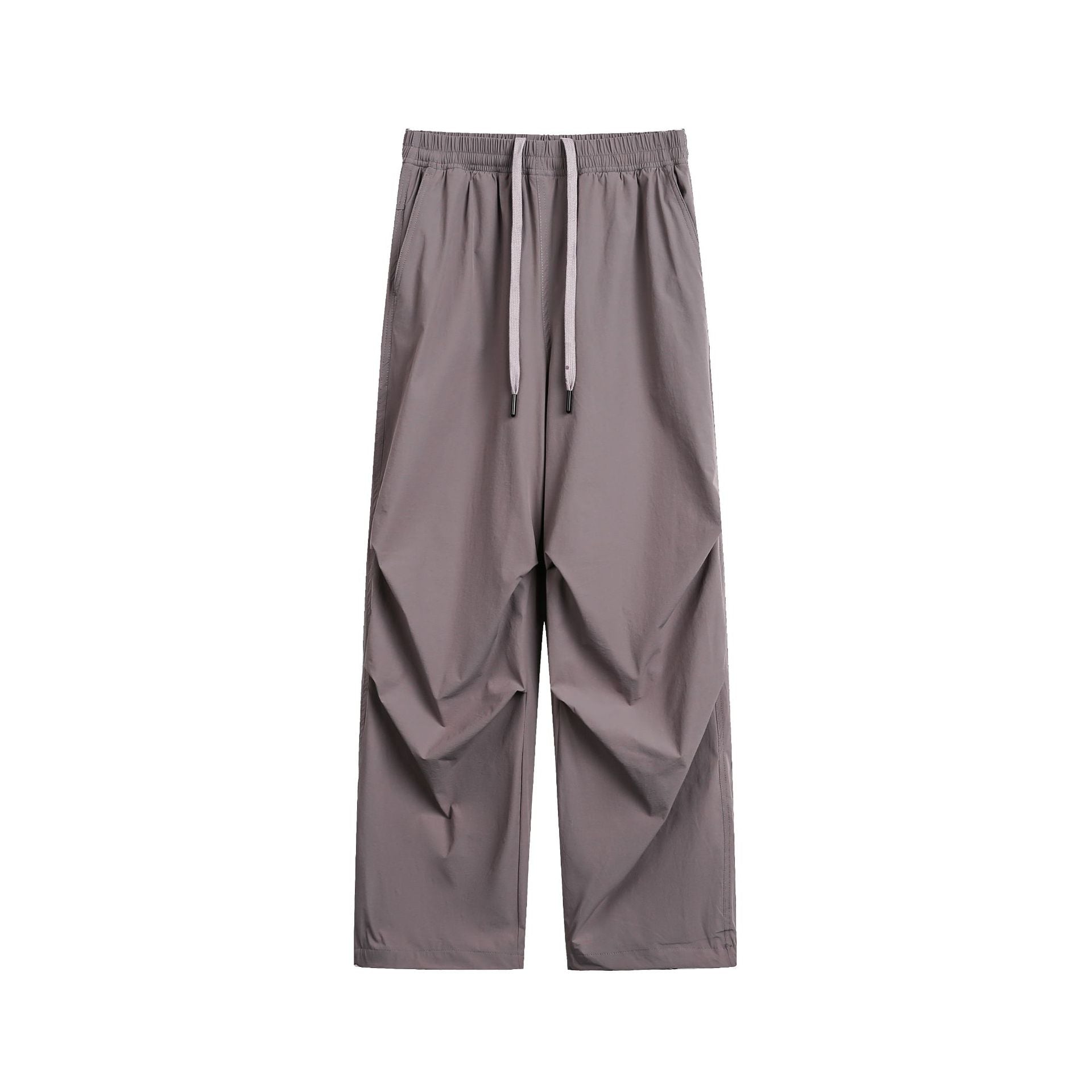 Men's Wide Relaxed Cargo Pants with Elastic Waistband and Drawstring