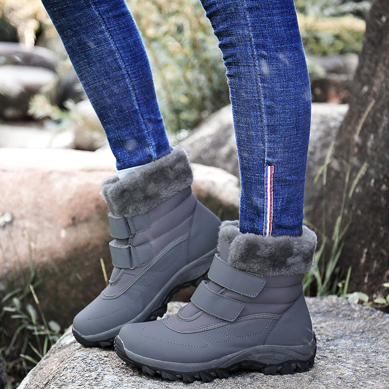 Women's Warm Winter Ankle Boots with Teddy Lining and Velcro Chichicherry