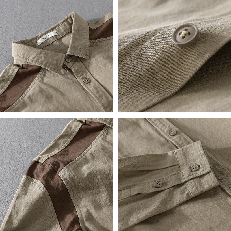 Men's overshirt with contrast yoke and loose fit made of cotton blend Chichicherry
