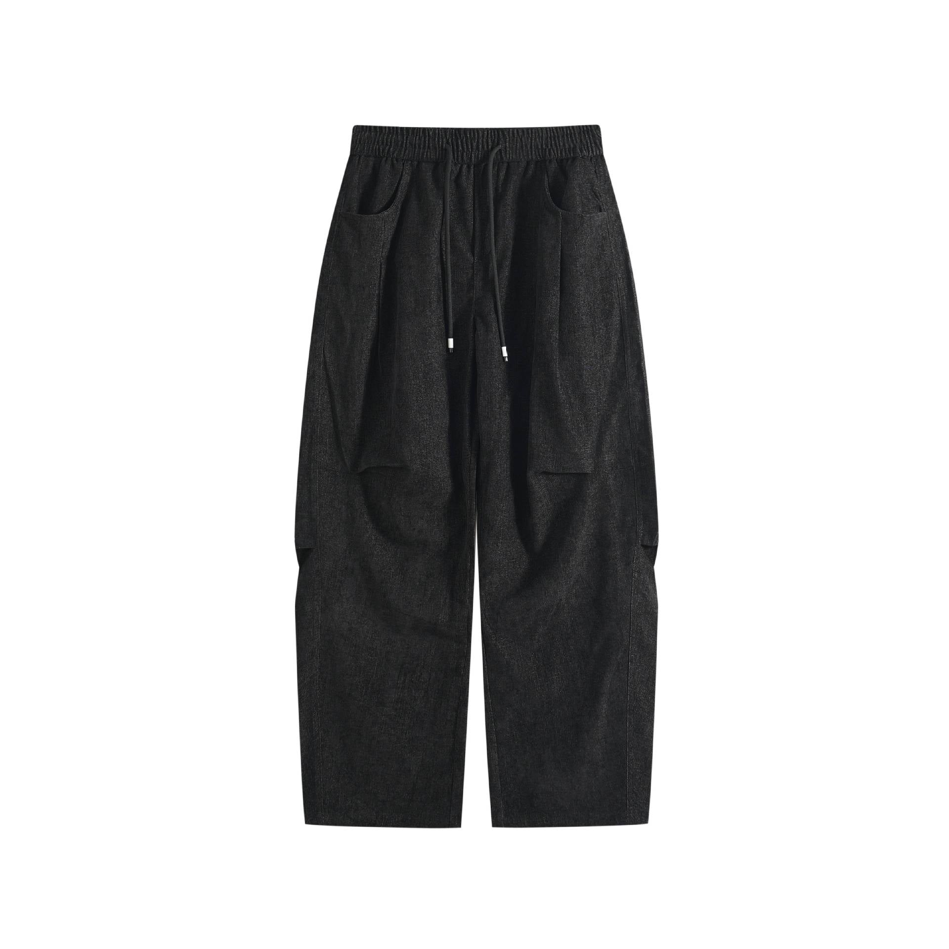 Women's Loose Cropped Comfort Cargo Pants with Elastic Drawstring Waist and Patch Pockets Chichicherry