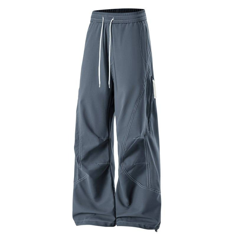 Men's Baggy Cargo Pants with Elastic Waistband, Multifunctional Pockets, and Adjustable Hem Chichicherry