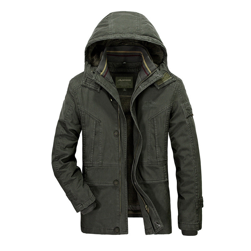 Men's hooded parka with teddy lining and multifunctional utility pockets Chichicherry