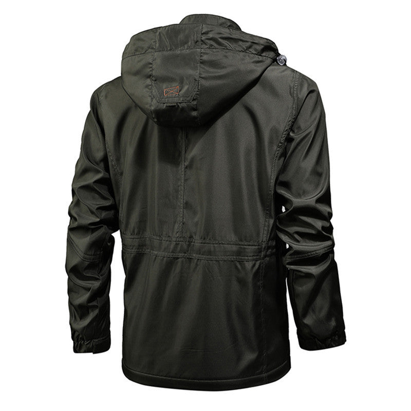 Men's utility parka with hood, multifunctional pockets and waist drawstring Chichicherry