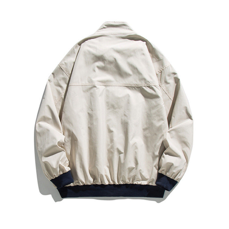 Men's Boxy Bomber Jacket in Utility Style with High Stand-up Collar and Patch Flaps Chichicherry