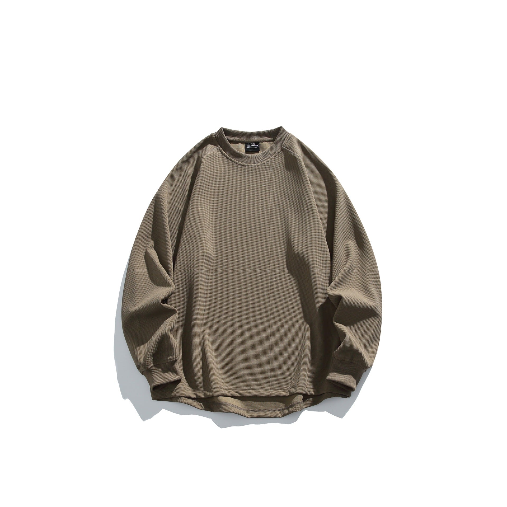 Unisex Oversize Waffle Knit Sweatshirt with Round Neck