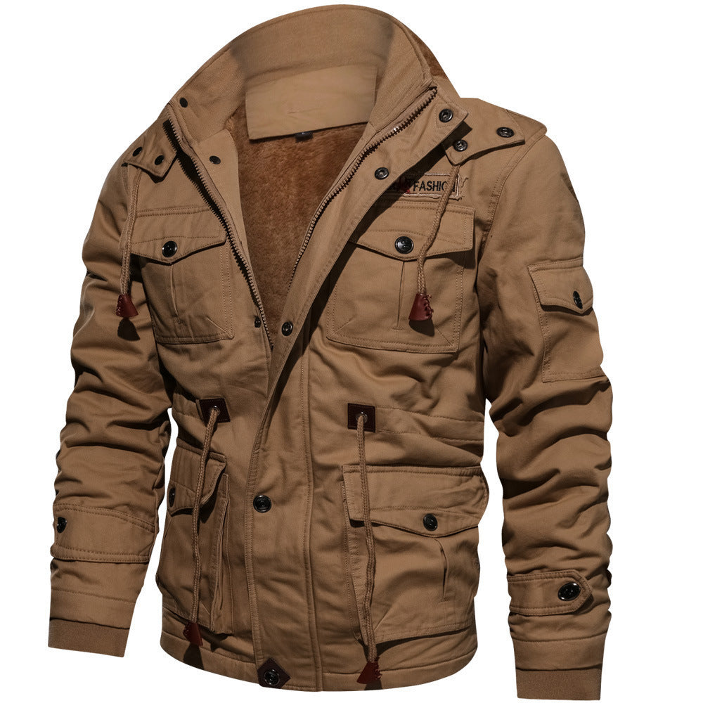 Men's canvas field parka with insulated thermal lining, multifunction pockets and hood Chichicherry