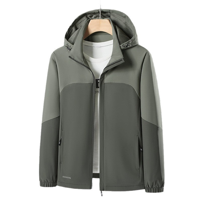 Men's Lightweight Softshell Windbreaker with Hood, Water-Repellent Membrane and Zipper Pockets Chichicherry