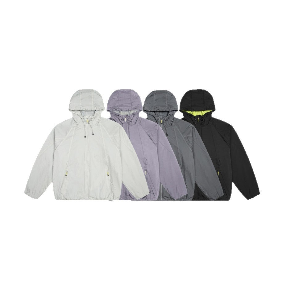 Unisex Lightweight Windbreaker with Adjustable Hood, Packable Nylon Jacket Chichicherry