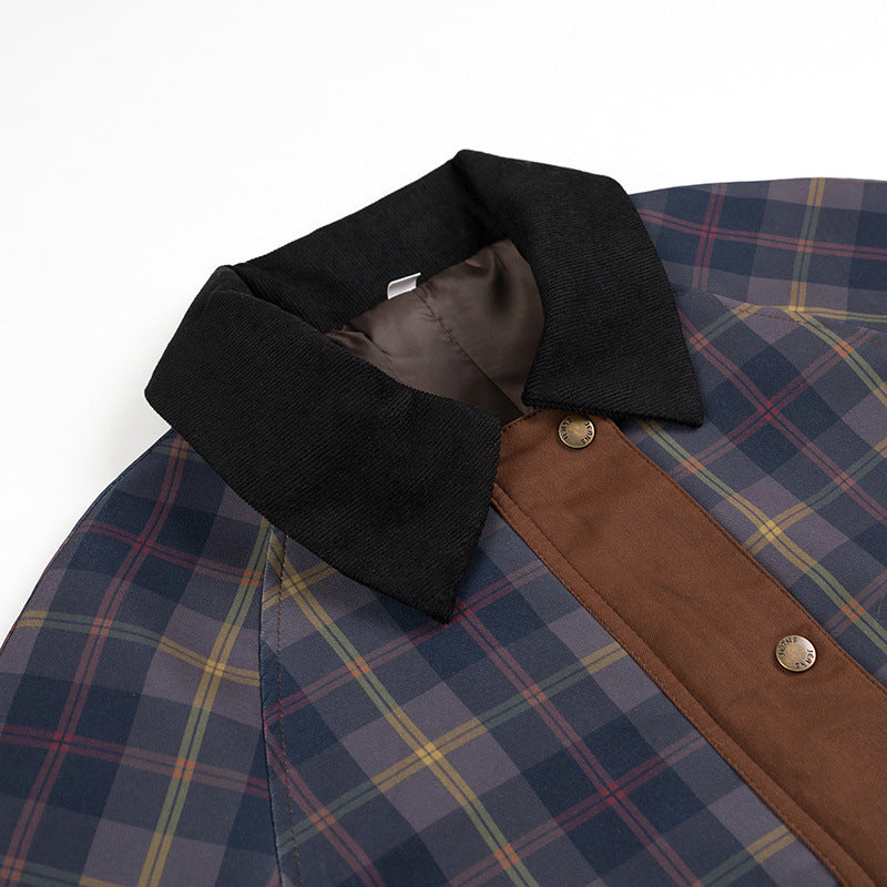 Women's Oversize Check Field Jacket with Wax Finish and Double Closure Chichicherry
