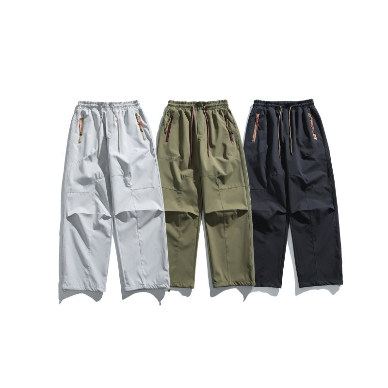 Men's cargo pants with elastic waistband, knee panels, and zip hem Chichicherry