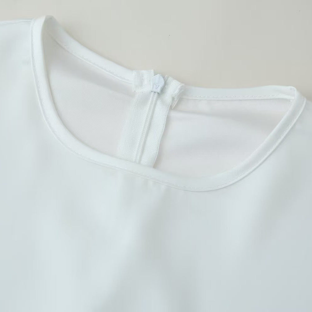 Women's Long Sleeve Blouse with Waistband and Lace Trim Chichicherry