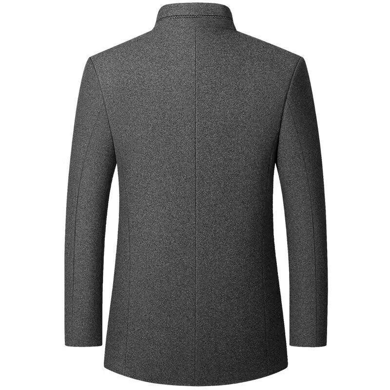 Men's wool blend coat with stand-up collar, quilted thermal insulation and concealed button placket Chichicherry