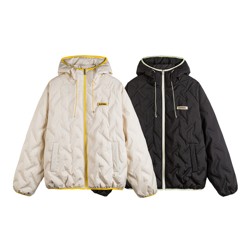 Unisex Padded Hoodie in Boxy Cut with Contrast Edges and Elastic Hem Chichicherry