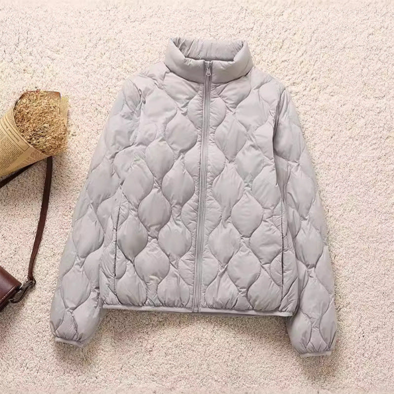 Women's light quilted blouson jacket with organic wave quilting and stand-up collar Chichicherry
