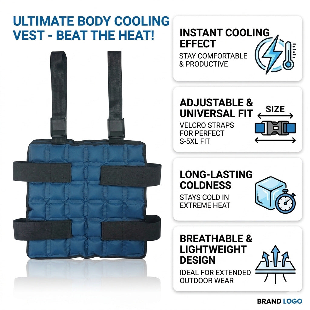 Unisex cooling therapy vest with reusable gel packs and adjustable Velcro closures Chichicherry