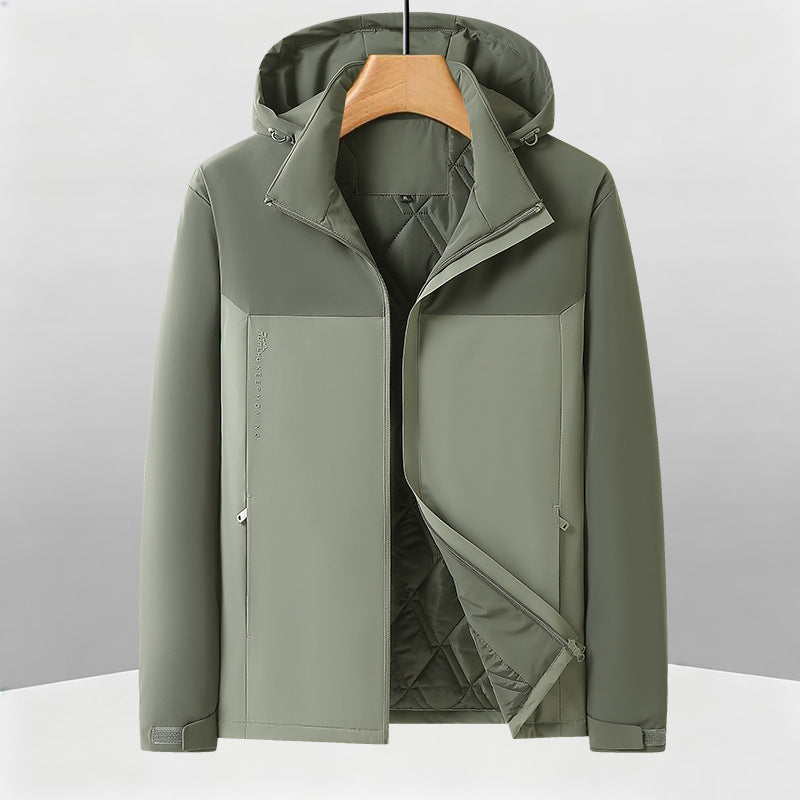 Men's Warm Softshell Hybrid Jacket with Quilted Thermal Lining and Hood Chichicherry