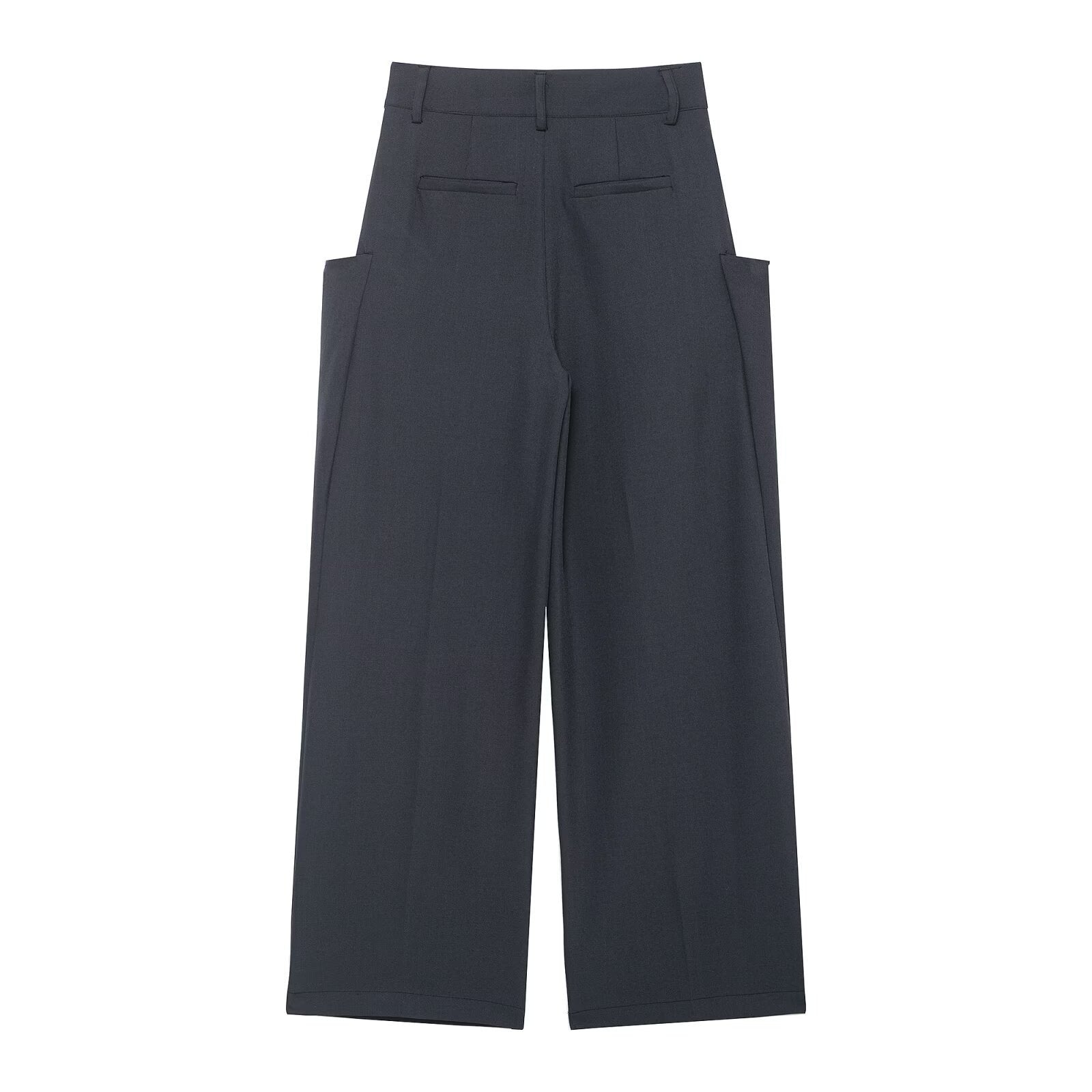 Women Wide Culotte Pants with High Waist and Large Patch Pockets Chichicherry
