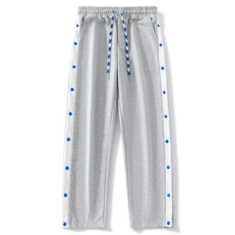 Men's jogging pants with snap button side stripes, elastic waistband & drawstring Chichicherry