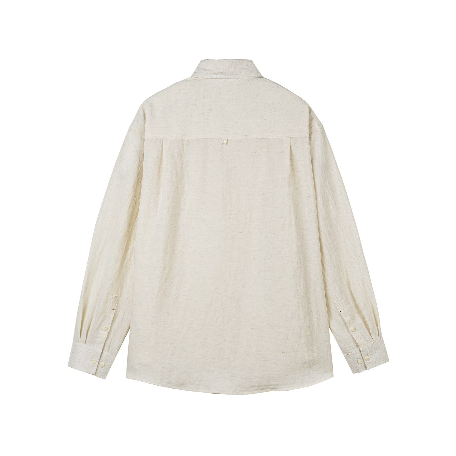 Unisex Loose Linen Blend Oversized Shirt with Chest Pocket and Rounded Hem Chichicherry