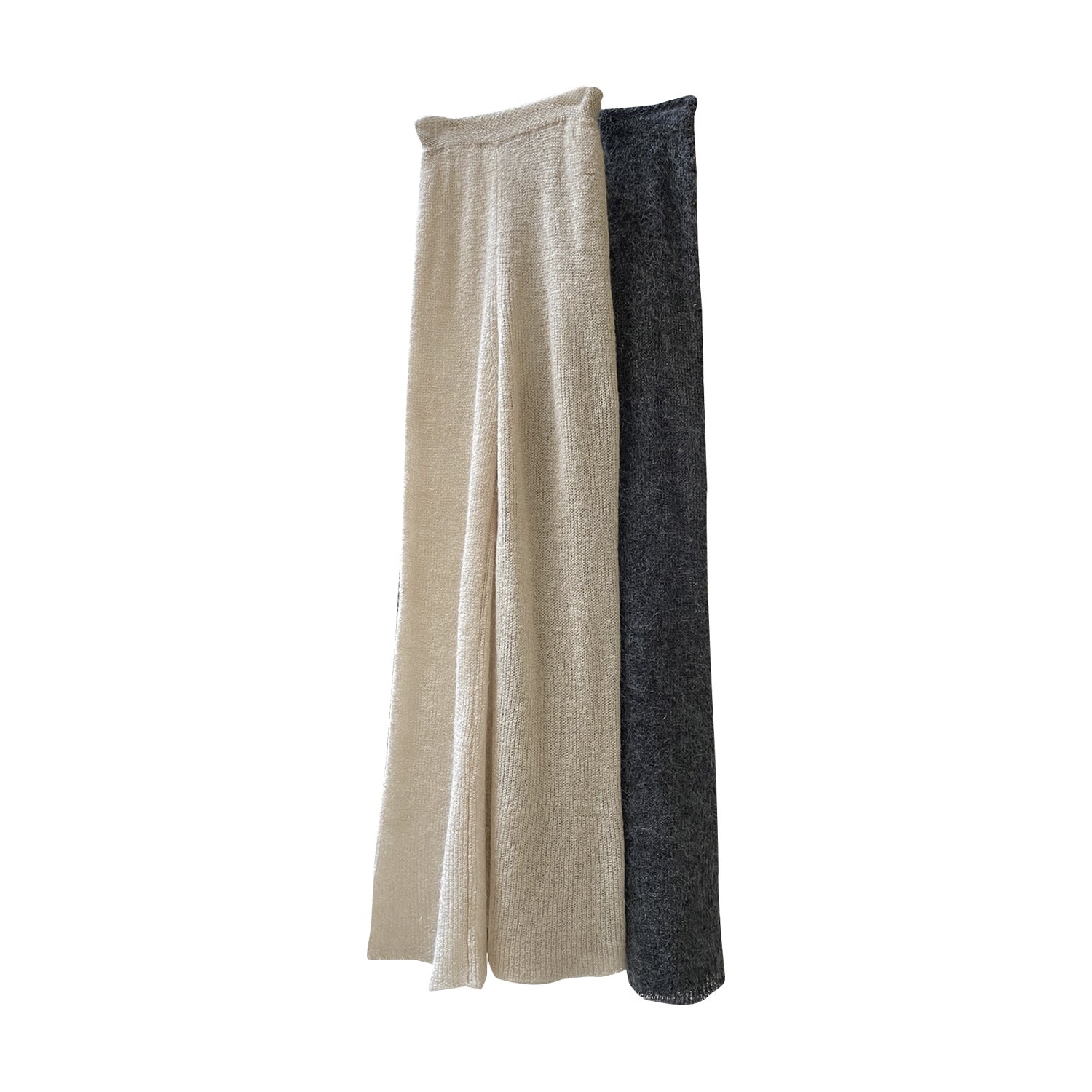Women Fluffy Palazzo Knit Pants with Wide Leg and Lounge Silhouette Chichicherry
