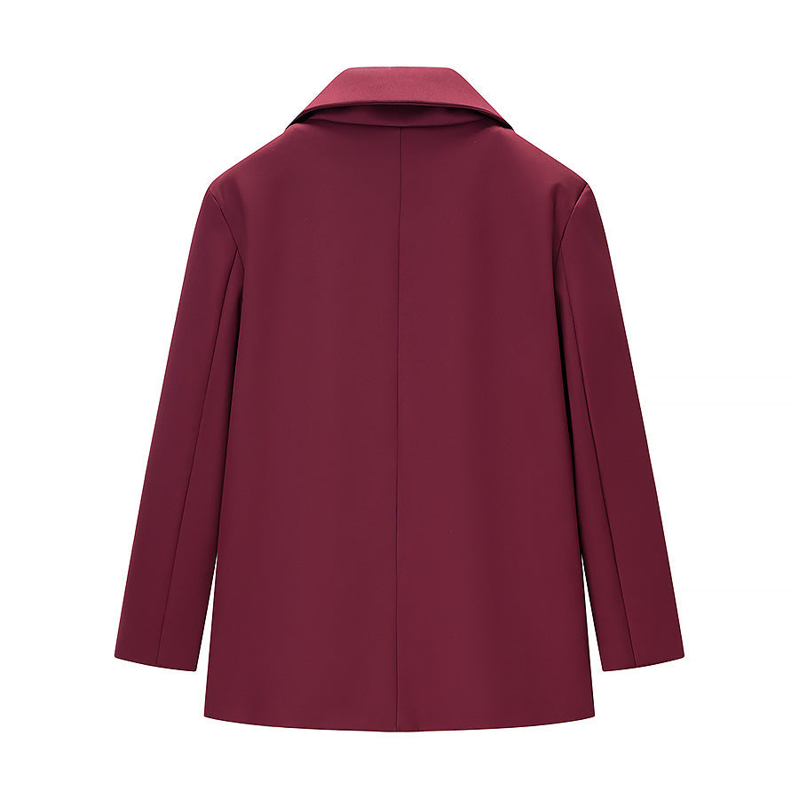 Women Tailored Single-Button Blazer with Soft Lapel, Lined Interior and Flap Pockets Chichicherry